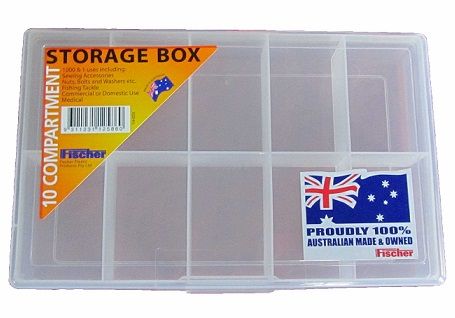 10 Compartment Clear Plastic Storage Box