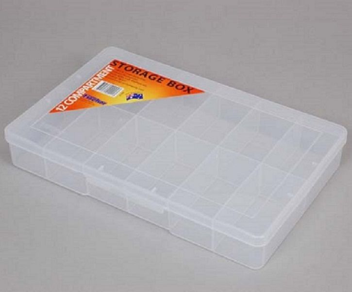 12 Compartment Clear Plastic Storage Box