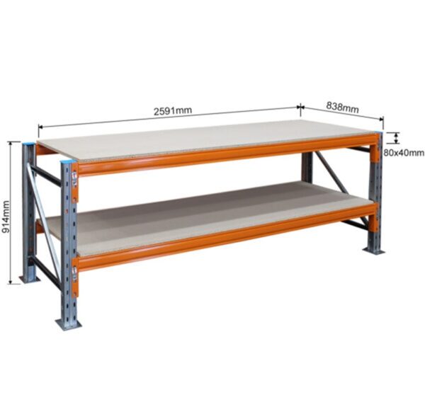 heavy duty workbench made from pallet racking