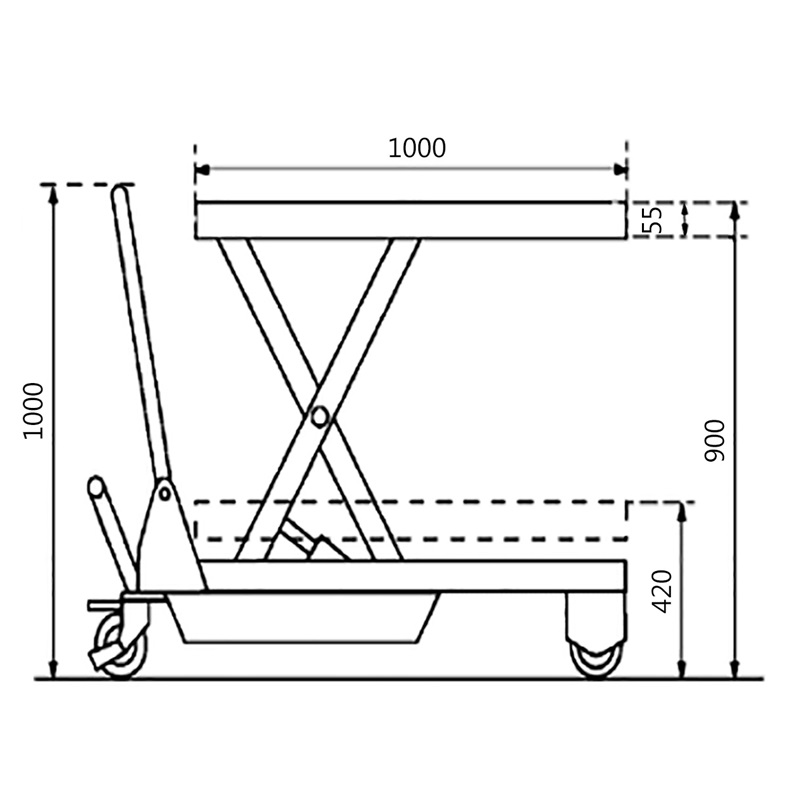 750kg scissor lift table dimensions