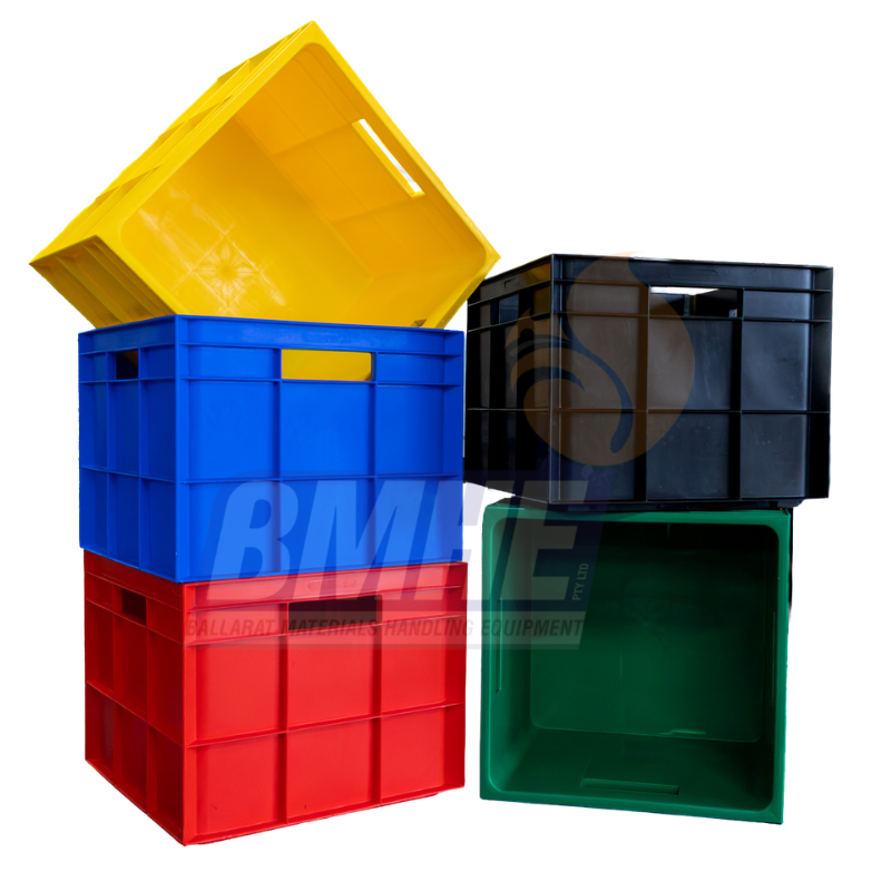 5 hobby boxes stacked in different positions, highlighting the continuity in size and bright colours that are availble.