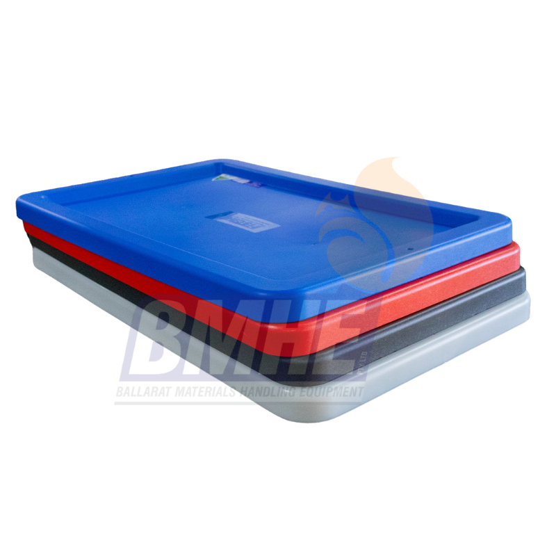 4 lids for the stack n nest tub stacked on top of each other. White, black, red and blue