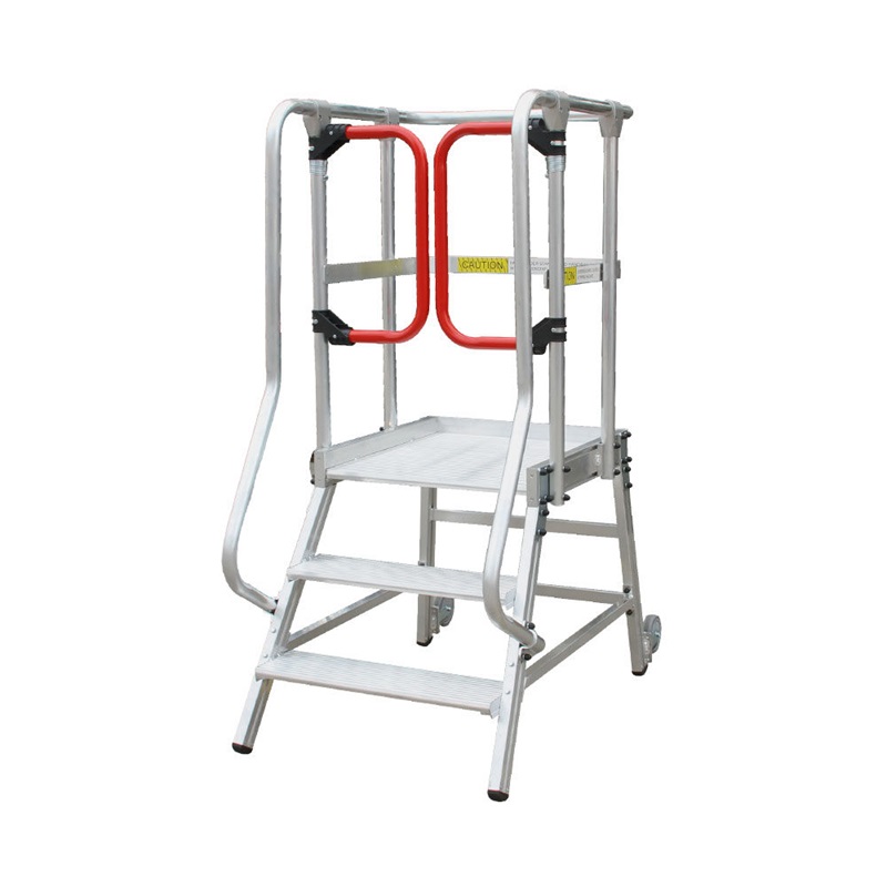 Access Platform Ladders - order picking ladders with safety gate and locking wheel set